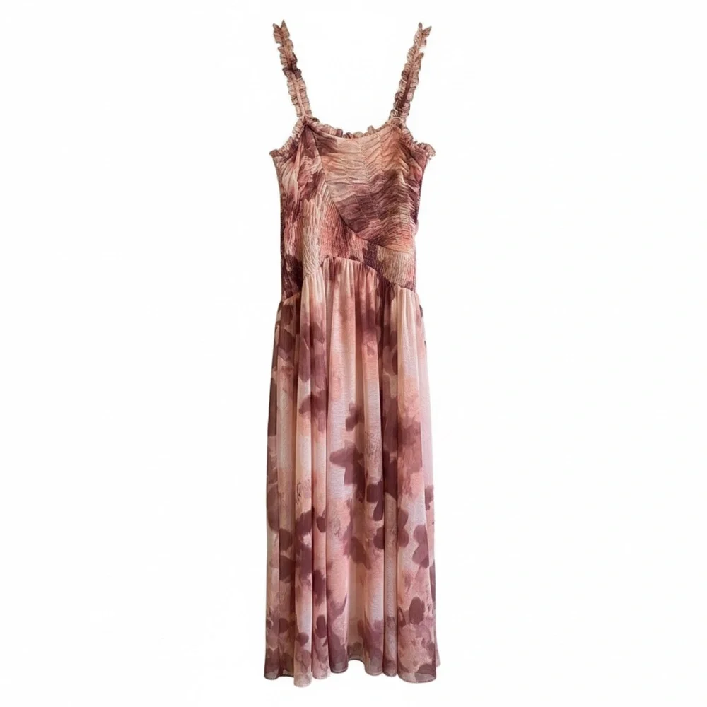 Free People NWOT Tessa Smocked Dress in Pink Rose Size Large - Picture 5 of 6